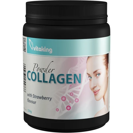 Colagen cu vitamina C cu gust de capsuni, 330g, Vitaking