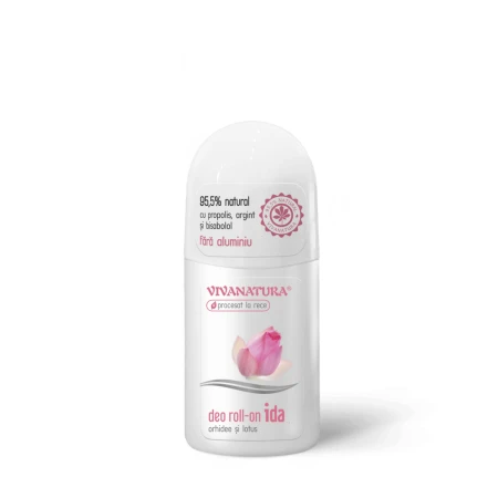 Deo roll-on natural IDA Orhidee și Lotus, 50 mililitri, Vivanatura