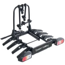 Suport pentru 4 biciclete, Green Valley Discovery 160514-4, cu prindere pe carligul de remorcare, Negru