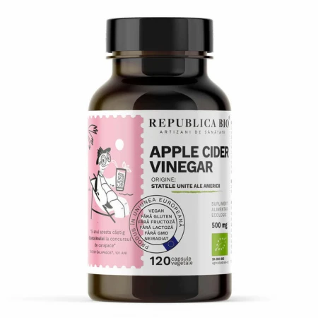 Apple Cider Vinegar (Otet din Cidru de Mere), ecologic, 120 capsule, Republica BIO