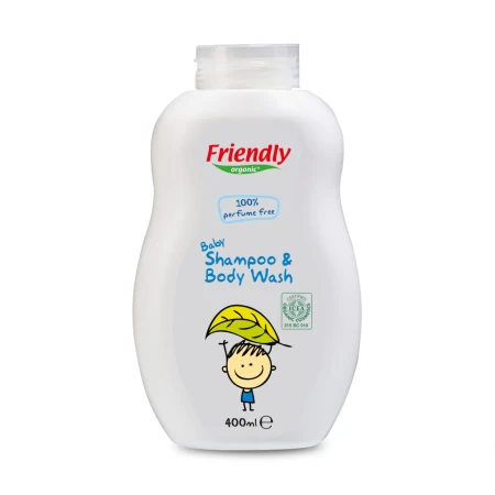 Sampon si gel de dus fara parfum pentru bebe, 400ml, Friendly Organic