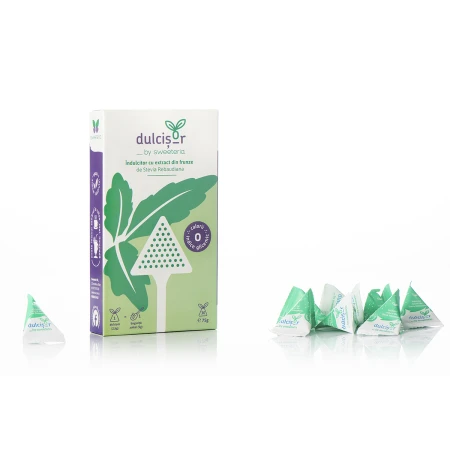 Dulcisor piramide indulcitor natural din stevie, 30 buc, Sweeteria