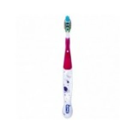 Periuta de Dinti pentru Copii, Oral-B, CrossAction, Galaxy, Varsta 6+ Ani, Multi-Protectie, Peri Moi, Rosu cu Alb