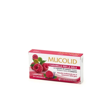 CARAMELE MUCOLID CU ZMEURA, 24 BUCATI, FARMADERBE