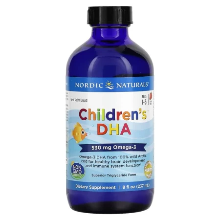 DHA Omega 3 pentru copii cu aromă lichidă de căpșuni Nordic Naturals 237 ml