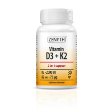 Vitamin D3 + K2, 30 capsule, Zenyth