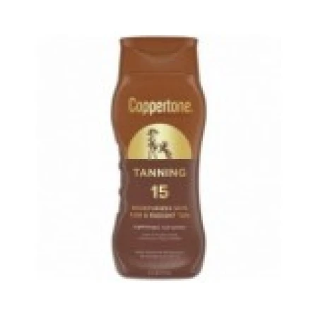 Lotiune de Corp, Coppertone, Tanning, pentru Protectie Solara, Rezistenta la Apa, cu Vitamina E, SPF 15, 237ml