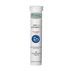 Zinc + Vitamina C cu Stevie, 20 tablete efervescente, Power Of Nature