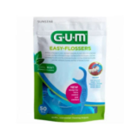 Set Ata Dentara, GUM, Easy Flossers, Tip Scobitoare, Cerata cu Alunecare Usoara, Fibra Rezistenta, 50 buc
