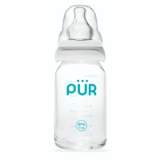Biberon din sticla cu rezistenta la soc termic, 130ml, PUR