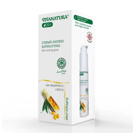 Cremă Antirid Superlifting ten Mixt și Gras, 45 mililitri, Vivanatura