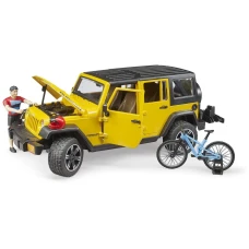 BRUDER Jeep Wrangler Rubicon, cu bicicleta de munte si ciclist, Bruder 02543