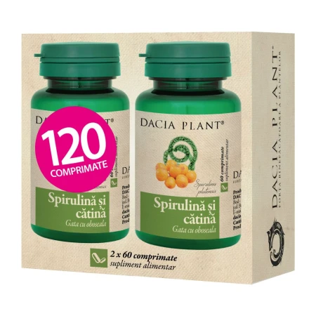 Spirulina cu catina,60comprimate, pachet 1+1, Dacia Plant