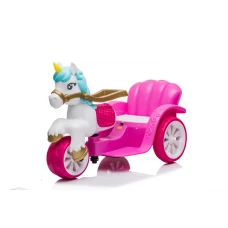 Tricicleta pentru copii, trasura regala pentru printese, Kinderauto Fairy tales 35W 6V, culoare Roz