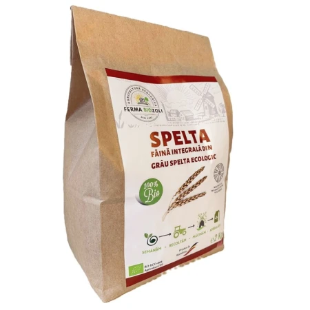 Faina integrala din grau spelta, bio, 2kg, Ferma BioZoli