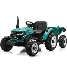 Tractoras electric pentru copii, Kinderauto 1804 90W 12V 10Ah cu remorca basculabila, culoare verde