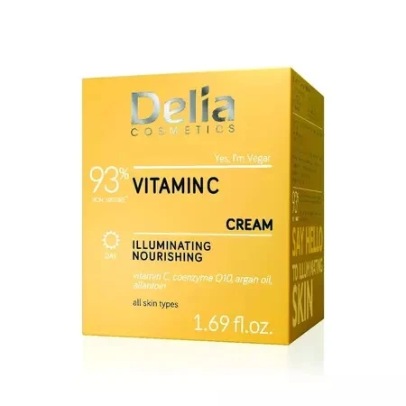 Crema de fata iluminatoare si nutritiva cu Vitamina C, 50ml, Delia Cosmetics
