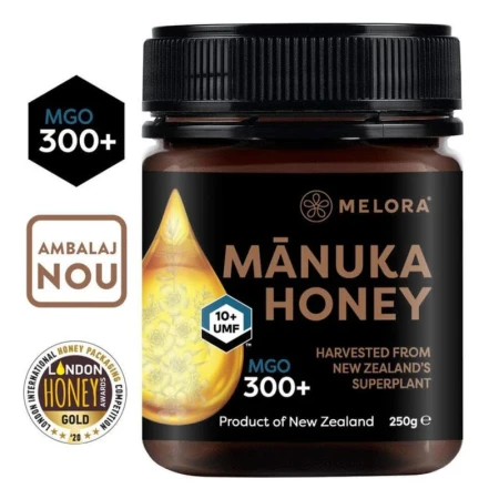Miere de Manuka MELORA, MGO 300+ Noua Zeelanda, 250 g, naturala