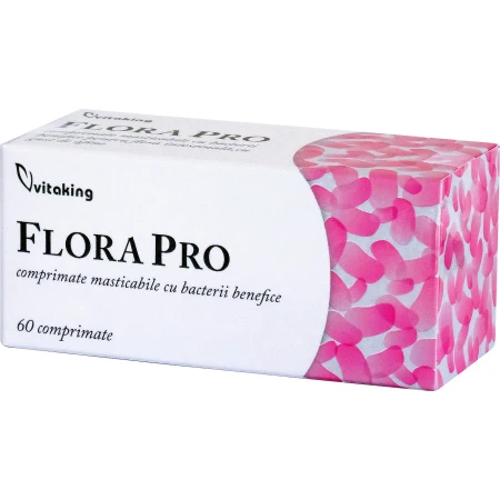 Flora Pro comprimate masticabile cu bacterii benefice, 60 comprimate, Vitaking