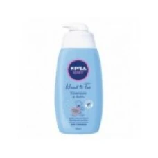 Sampon si Spuma de Baie, Nivea Baby, Head to Toe, fara Lacrimi, Curata Delicat Parul, 0+ Luni, 500ml