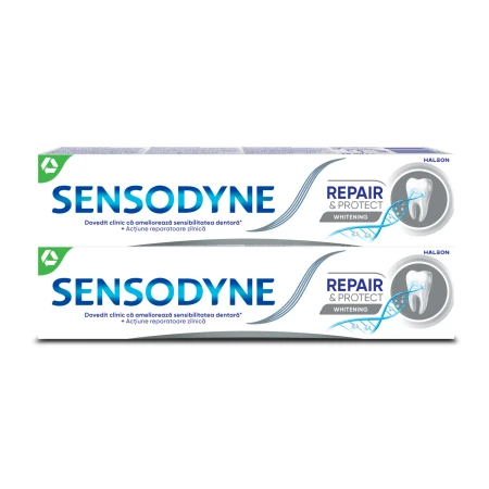 Pachet Pasta de dinti Repair & Protect Whitening 1 + 50% reducere la al doilea produs, 2 x 75ml, Sensodyne