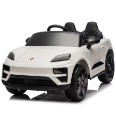 Masinuta electrica pentru copii, Porsche Macan, 140W 12V, roti EVA, scaun tapitat, echipata premium, alba