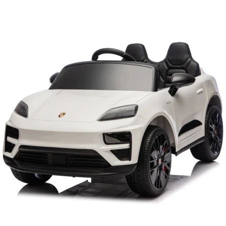 Masinuta electrica pentru copii, Porsche Macan, 140W 12V, roti EVA, scaun tapitat, echipata premium, alba