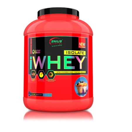 Pudra proteica cu aroma de briose cu afine iWhey Isolate, 2000g, Genius Nutrition