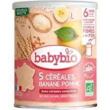Bio 5 cereale cu banane mere si quinoa, 220g, BabyBio