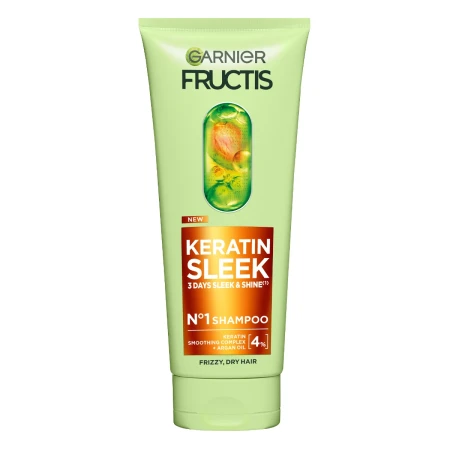 Sampon pentru par neted si stralucitor Fructis Keratin Sleek, 200ml, Garnier