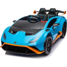 Masinuta electrica cu functie drift Lamborghini Huracan STO, putere 220W, 12V Premium, albastra