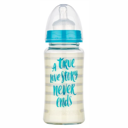Biberon cu gat larg din sticla 44240, 240ml, Baby Nova