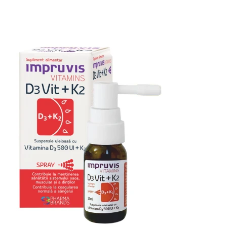 Spray suspensie uleioasa cu vitamina D3+K2 D3Vit, 10ml, Impruvis