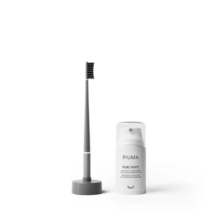 Set Periuta + Pasta de dinti 75ml Soft Asphalt Grey, Piuma