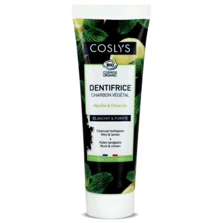 Pasta de dinti bio albire si purificare cu carbune vegetal menta si lamaie, 100g, Coslys