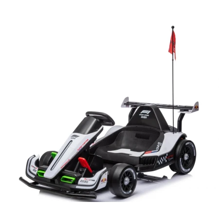 Kart electric pentru copii 3-11 ani, Racing F1, 500W, 24V, telecomanda, cu functie de drift, alb