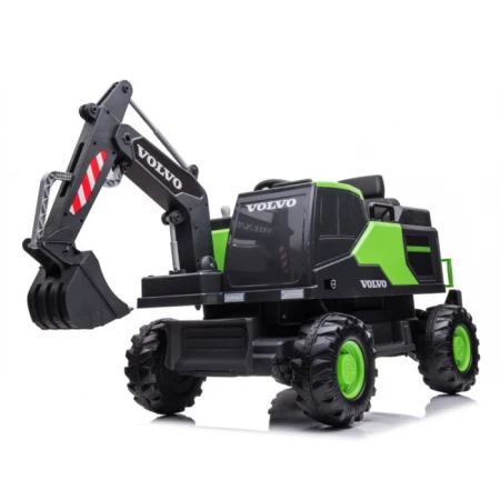 Excavator electric pentru copii Volvo 90W 12V, incarcator actionat electric, culoare verde