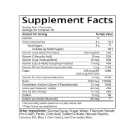 Supliment Alimentar, SugarBearHair, cu Biotina, Vitamina D, Vitamina B-12, Acid Folic, Vitamin A, Cresterea Parului, 60cps