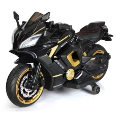 Motocicleta electrica copii Kinderauto R9, putere 150W, 24V, roti moi, scaun tapitat, negru