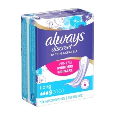 Absorbante pentru incontinenta urinara Discreet Long, 10 bucati, Always