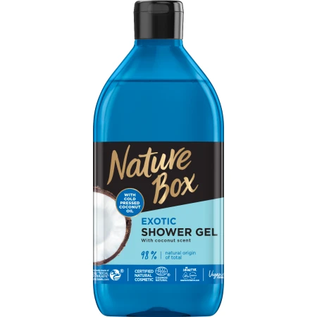 Gel de dus cu ulei de cocos 100% presat la rece, 385ml, Nature Box