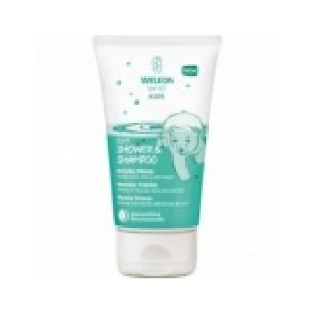 Gel de Dus si Sampon 2 in 1, Weleda, Kids, cu Ulei de Susan pentru Hidratare, Aroma Menta, 150ml