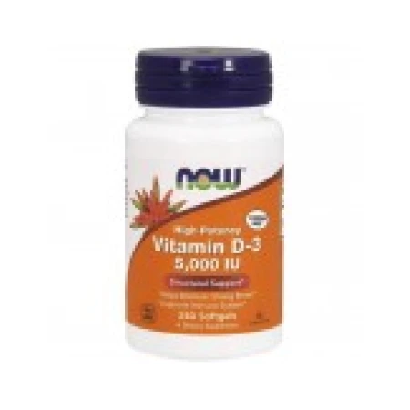 Vitamina D3, NOW Foods, Absorbtie Rapida, Intareste Sistemul Imunitar si Osos, 125mcg / 5.000 IU / portie, 240 capsule