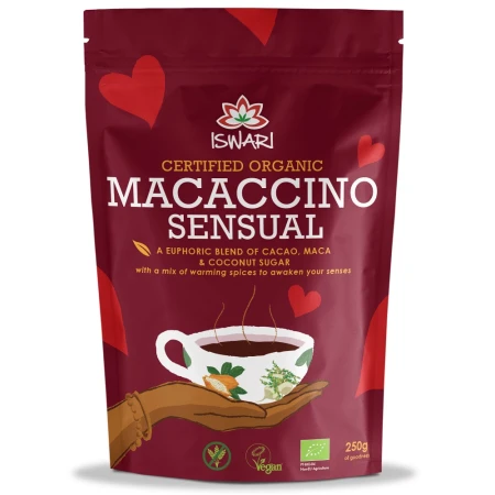 Bautura instant energizanta bio vegana Macaccino Sensual, 250g, Iswari