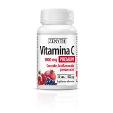 Vitamina C Premium cu rodie bioflavonoide si resveratrol, 30 capsule, Zenyth